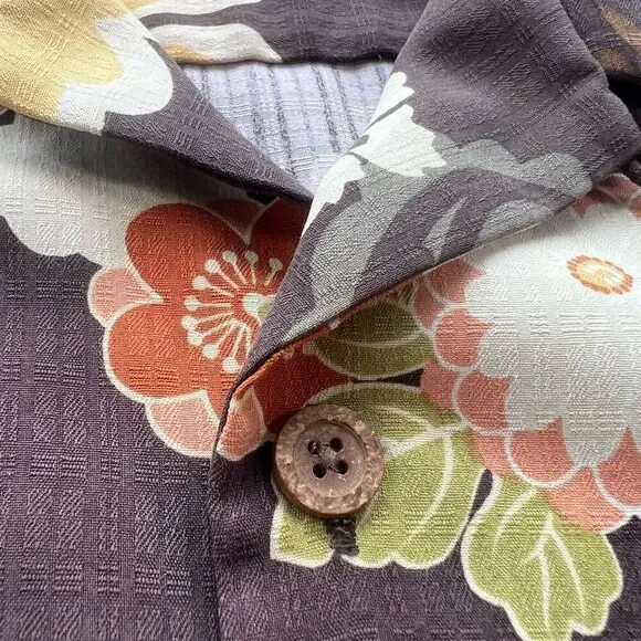 Tommy Bahama Mens Brown Floral Silk‎ Short Sleeve Hawaiian Button-Down Shirt XL - Picture 5 of 10